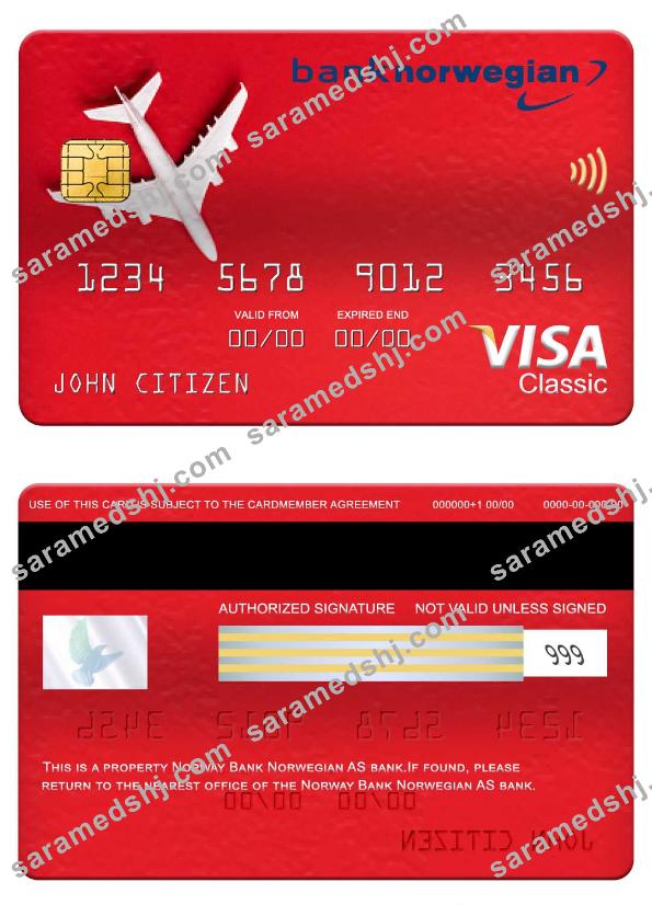 Norway Bank Norwegian AS bank visa classic card